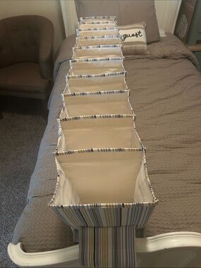Hanging Closet Organizer in Blue & Cream Stripes - Space-Saving Storage